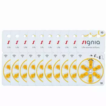 Батарейка для слухового аппарата Signia, размер 10, упаковка из 60 батареек