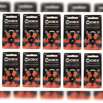Батарейка для слухового аппарата Widex Размер 13 (PR48) (10 пакетов = 60 батарей)