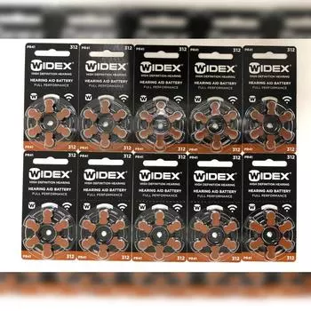 Батарейка для слухового аппарата Widex Размер 312 (PR41) (10 пакетов = 60 батарей)