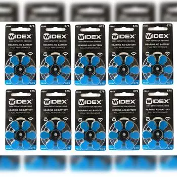 Батарейка для слухового аппарата Widex Размер 675 (PR44) (10 пакетов = 60 батарей)
