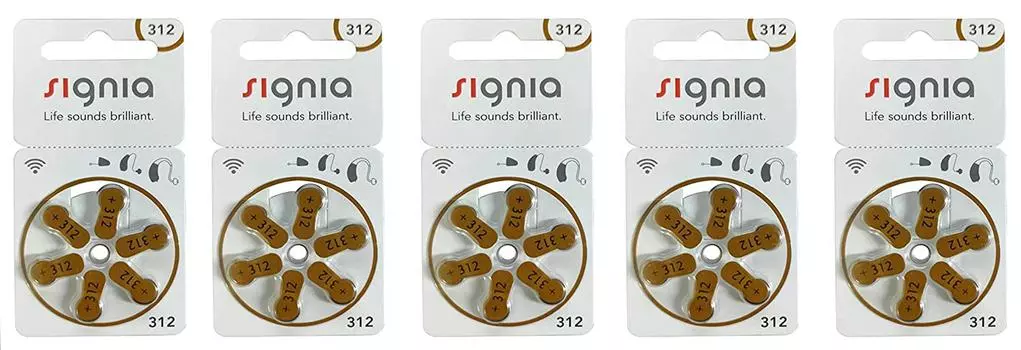 Батарейка для слуховых аппаратов Siemens Signia 312 (5 х 10 х 6 = 300 штук)