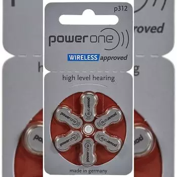 Батарея для слухового аппарата Power One P312 (10 х 6 = 60 шт.)