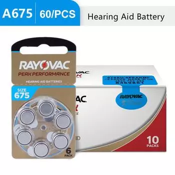 Батарея для слуховых аппаратов A675 675A 675 P675 PR48 RAYOVAC PEAK Zinc Air 675/A675 Мини-батарейки для усилителя звука 60 шт. A675