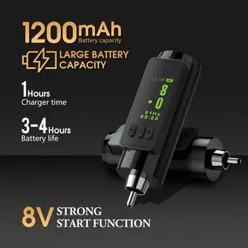 Батарея для татуировки, мини-разъем RCA, беспроводной перезаряжаемый постоянный источник питания для быстрой зарядки, адаптер для устройства, ручка для макияжа, 1200 мАч чёрный