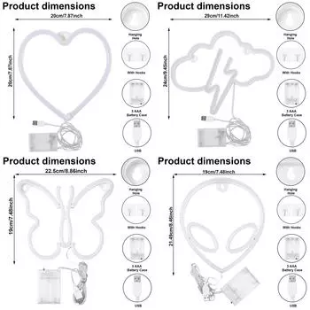 Батарея/USB светодиодный неоновый светильник настенное украшение бабочка молния сердце неоновая вывеска ночник для детской спальни свадьба вечеринка подарок Multicolor