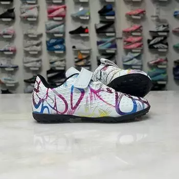 Batch children s elementary school football shoes boys and girls broken nails Velcro artificial turf school game training shoes 28