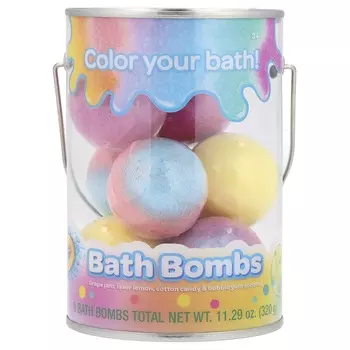 Bath Bombs, Ages 3+, Grape Jam, Laser Lemon, Cotton Candy & Bubble Gum Flavors, 8 Bath Bombs, 320G (11.29Oz)