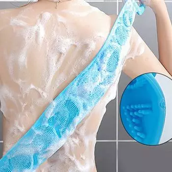 Bath Brush Double Sided Silicone Strong Back Scrubbing Towel Long Strip Belt Convenient Bath Cleaning Massage Brush
