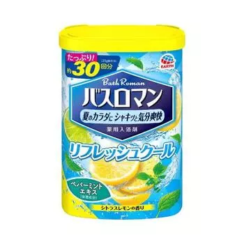 Bath Roman Refresh Cool Medicated Bath Salt Refreshing Skin & Comfortable Cool Feeling 600g Crisp and Refreshing for Summer Body (Citrus Lemon Scent)