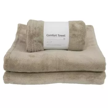 Bath towel Microfiber 70 x 140cm and quick Set of 3 Large bath towel Big face towel Bath towel Towel Lap blanket Blanket LAB [Comfort Towel] (Beige)