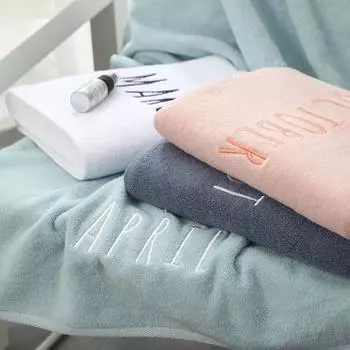 Bath Towel Pure Cotton Soft English Letters Printed Large Towels Household Rectangle Towels Good Absorption for Home Bathroom 70x140cm