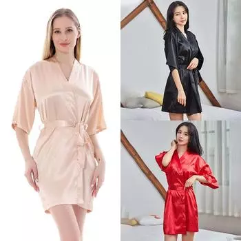 Халат женский душ женские пижамы осень зима однотонные халаты длинные рукава пижамы с длинным рукавом домашняя одежда с длинным рукавом студенческие платья L