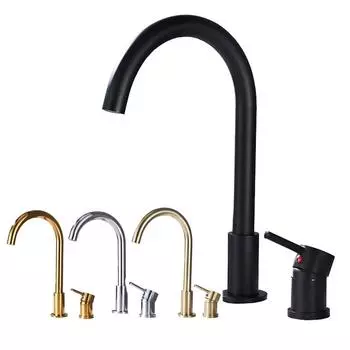 Bathroom Basin Faucet Black Brushed Gold 360 Degree Rotate Spout Single Handle Hot Cold Mixer Crane Tap Waterfall Basin Wash Tap