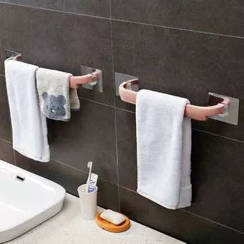 Полка для ванной комнаты, вешалка для полотенец, товары для дома, самоклеящаяся пластиковая вешалка, настенная 40*4.5cm белый