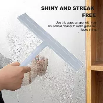 Bathroom glass wiper Suction Cup Anti-slip Handle Bathroom Glass Car Mirror With Hook Window Squeegee серый