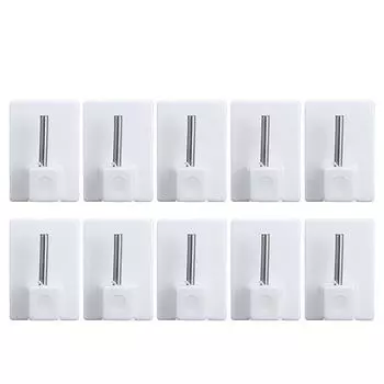 Bathroom Home Self-adhesive PVC Rectangle Drapes Holder Curtain Buckle Wall Hooks Storage Hanger 10pcs
