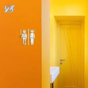 Bathroom logo sticker 1mm thick acrylic three-dimensional wall sticker bathroom door wall decoration sticker