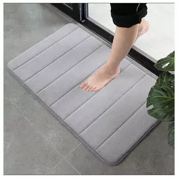 Bathroom Non-Slip Floor Mat 50x80cm Coral Velvet Soft Thickened Memory Foam Foot Mat Multi-Purpose Floor Doormat светло-серый