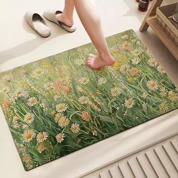 Нескользящий коврик для ванной комнаты, коврик для входной двери, коврик для туалета, ретро-масляная живопись, диатомовая грязь, впитывающая мягкая подушка для туалета 40 * 60CM