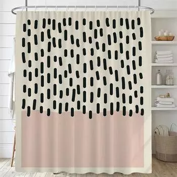 Bathroom Nordic Abstract Painting Shower Curtain Medieval Minimalist Art Polyester Fabric Shower Curtain 180 * 180CM with Hooks W90xH180cm