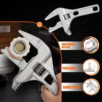 Сантехнический ключ для ванной комнаты с короткой ручкой, большой гаечный ключ для ремонта раковины, многофункциональный кран, ручной инструмент для труб серебряный