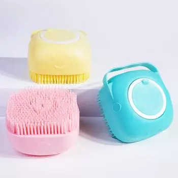 Массажный дозатор для мытья щенков и кошек, щетка для душа с мягкой силиконовой щеткой для собак, массажер для шампуня для домашних животных, щетка для ванны