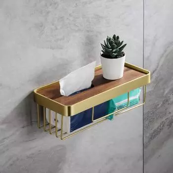 Bathroom Rack Paper Holder Brushed Tissue Box Shelf Punch-free Toilet Roll Closet Organizer Home Decro