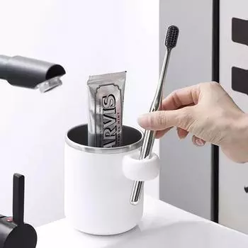 Bathroom Rinsing Cup Durable PP Bathroom Tumblers with Toothbrush Holder Travel Washing Cup Water Cup Bathroom Accessories белый