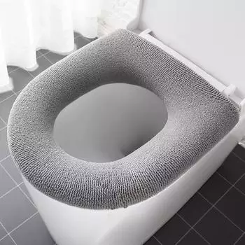 Bathroom Seat With Handle, Washable Toilet Soft Winter Warm Cushion Pad Cushion O-Shaped Toilet Seat Bidet Cover AVE 1Pcs