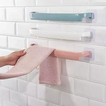 Bathroom Shelf PendantToilet Paper Holder Plastic Self-adhesive Towel Rack Wall-mounted Hanging Hook Bathroom Supplies