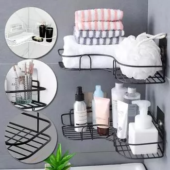 Bathroom Shelf Shampoo Holder Iron Shower Shelves Corner Wall Mounted Storage Basket Punch-Free Home Organizer Bath Accessories красный