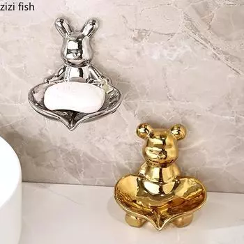 Bathroom Shelf Soap Box Wall-mounted Drain Rack Soap Dish Bathroom Products Shelving Soap Holder Desktop Organizer Storage Tray