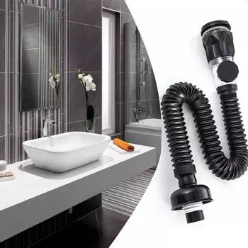 Bathroom Sink Drain Pipe 1-1/2 Sink Pipe Extension Drain P-Trap Hose Tubing Flexible Drainage Tube Expandable Sink Drain Hose