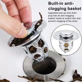 Bathroom Sink Stopper Universal Pop Up Drain Stopper For 34-40mm Drain Holes Bathroom Sink Plug with Hair Catcher Anti Clogging 2pcs