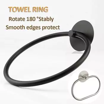 Bathroom Stainless Steel Towel Ring Stylish Design Hanging Hole-Free Adhesive Towel Storage Rack Bathroom Accessories Decoration