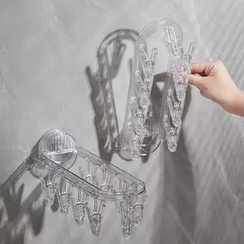 Сушилка для белья на присосках для ванной комнаты, складная сушилка для носков, бытовая вешалка для одежды, многозажимная сушилка для носков, артефакт чёрный