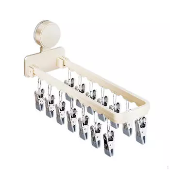 Bathroom Suction Cup Rack Clothes Laundry Hanger Dryer Holder for Socks Towels Dormitory Living Milk White