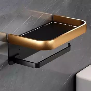 Держатель для туалетной бумаги в ванной комнате, держатель для телефона, настенное крепление, держатель для туалетной бумаги без проколов, полка, вешалка для полотенец, коробки для салфеток, черный цвет