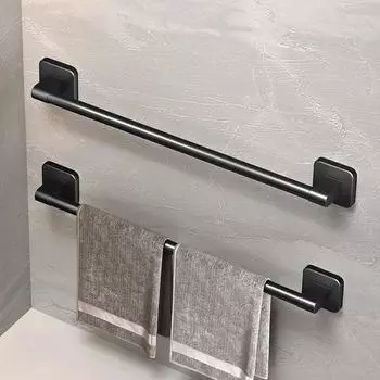 Bathroom Towel Holder White Without Drilling Bathroom Black Towel Rack Towel Bar Self-Adhesive Bathroom Towels Rack Towels Rail