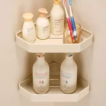 Bathroom Triangle Shelf Cream White Widened Aluminum Lavatory Shower Soap Shampoo Storage Organizer Rack Corner Holder Basket