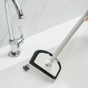 Bathroom Wall Brush Multi-function Cleaning Brush Long Handle Replaceable Household Bathtub Ceramic Tile Wall Glass Sponge Brush серый