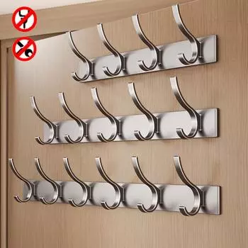 Bathroom Wall Hook Adhesive Grey White Aluminum Creative Lavatory Door Coat Clothes Towel Key Holder Hanger 3 4 5 6 Robe Hooks