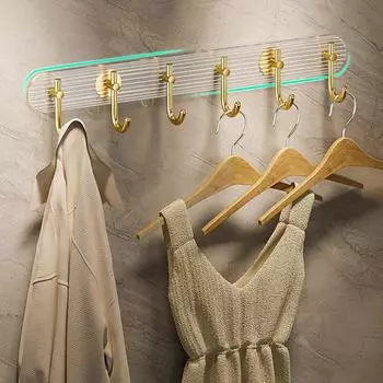 Bathroom Wall Mounted Light Luxury Row Hook Acrylic Key Coat Towel Hanger No Drilling Rack Strong Self Adhesive Holder Accessori