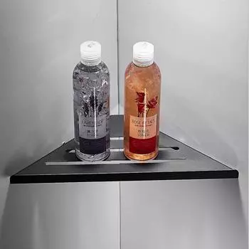 Bathroom Wall Shelf Shower Room Wall Mounted Shampoo Holder Stainless Steel Shelf Drainer Stripe