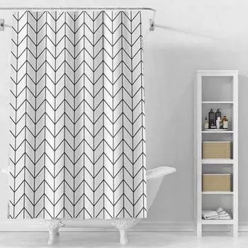 Водонепроницаемая занавеска для душа PEVA высокого качества с принтом, белая сетчатая занавеска для душа с крючком, ванна, штора от плесени белый