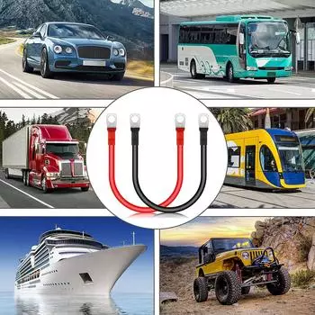 Battery Inverter Cable 2awg Car Battery Cable with Terminals 30/60cm Stranded Copper Wire Connector for Car Rv Boat Solar