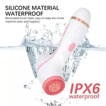 Battery Operate Double Rotating Soft Brush Head beauty Deeply Clean Electric Facial Cleansing Brush With 3 Brush красный