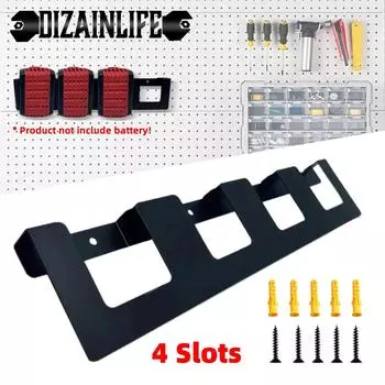Battery Storage Rack Wall Mount Bracket Fixing Devices 4 Slots Power Battery Tools Holder for Bosch 18V Lithium-Ion Batteries