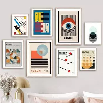 Баухаус абстрактные геометрические простые современные постеры с изображением глаз, печать на холсте, настенное украшение, домашние картины для гостиной 21*30cm