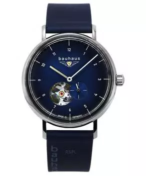 Bauhaus Classic Blue Кожаный ремешок Темно-синий Открытый циферблат Сердце Автоматические 21663 Мужские часы синий
